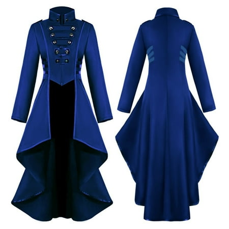 

ERTUTUYI Women Gothic Steampunk Button Lace Corset Coat Tailcoat Jacket Blue XXXL