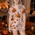 thumbnail image 2 of JAJAHO Halloween Kids Pajamas Set Boy Girl Pumpkin Ghost Pajama Short Sleeve Button 2 Piece Pjs 3-14Y, 2 of 4