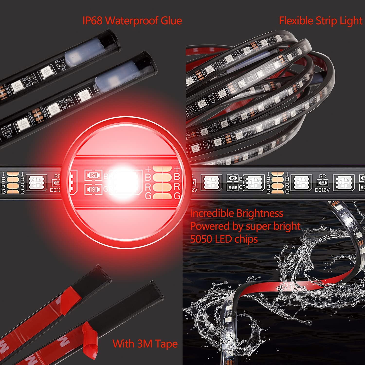 Gowinsee Double Row Car Underglow Lights Kit