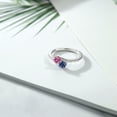 thumbnail image 3 of Gem Stone King 925 Sterling Silver Pink Moissanite and Blue Created Sapphire Bypass Ring for Women (0.72 Cttw, Gemstone Birthstone, Round 4MM, Available in Size 5, 6, 7, 8, 9), 3 of 4