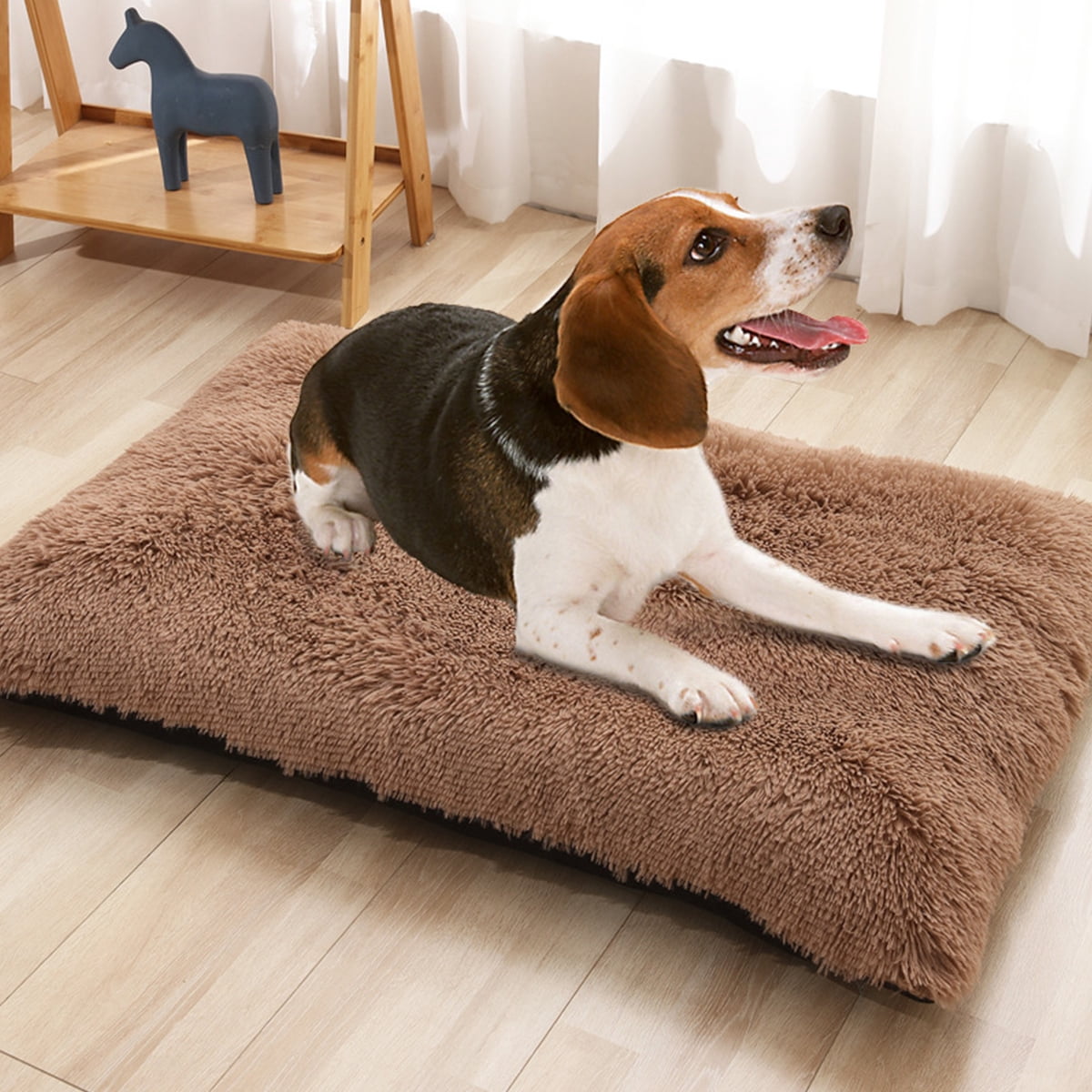Relax love Dog Crate Mat Detachable and Washable Dog Bed Cushion with Anti-slip Bottom Kitten Puppy Soft Cushion Blanket,L