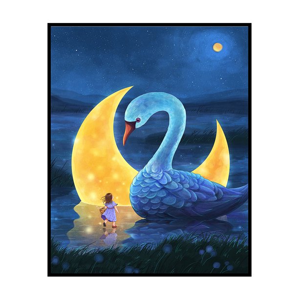 Cuadros Decorativos Kits de artesanía de arte de pared hechos a mano con cisne impreso de algodón de punto de cruz completo de 11 quilates Likrtyny embutido en tela