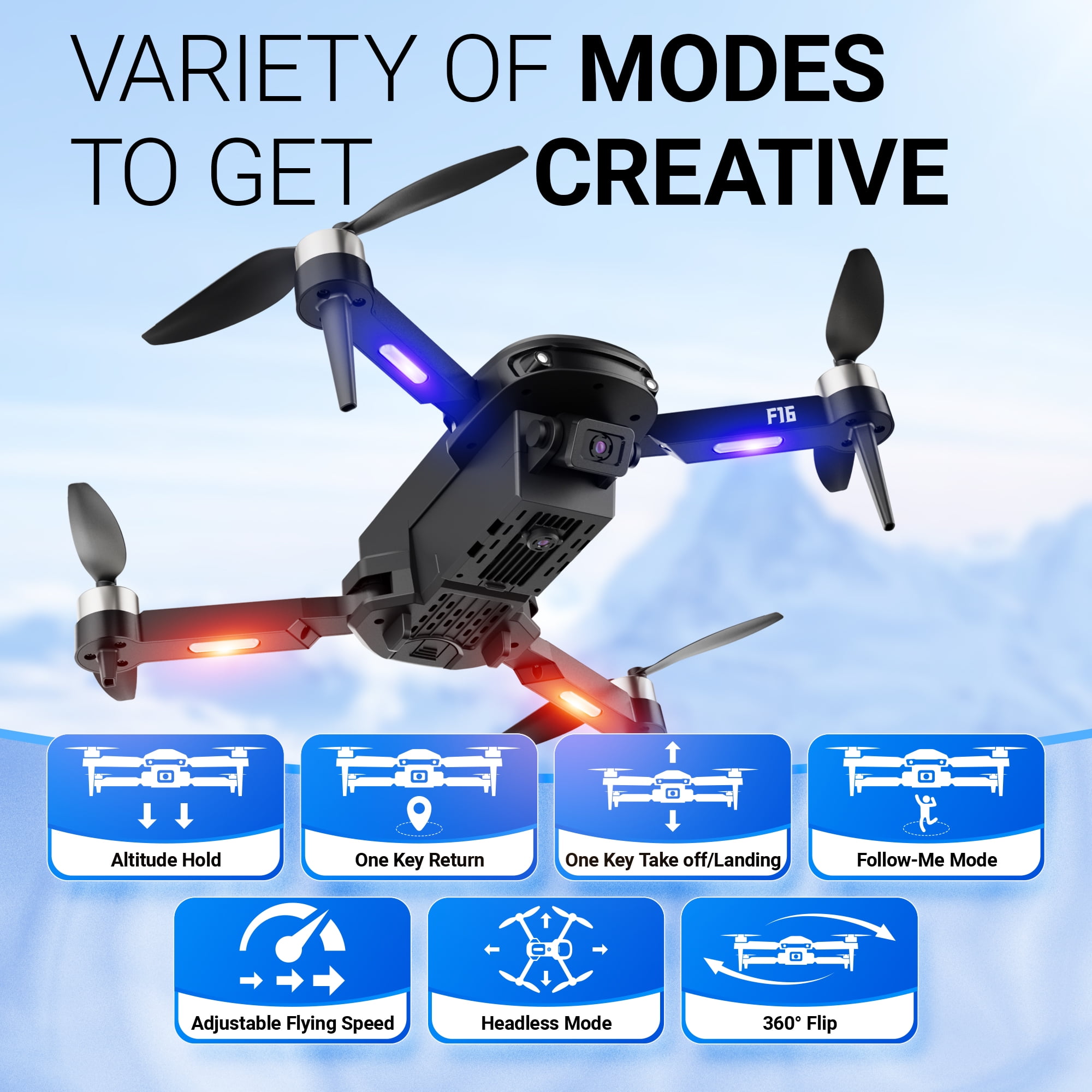 Contixo F16 Stunt Drones for Adults and Kids with 1080P Camera & Brushless Motor, 17-Minute Flight Time, Graphite