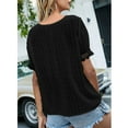 thumbnail image 4 of Women's V Neck Tunic Tops Cute Swiss Dot Casual Summer Tops V-Neck Short Sleeve Blouses Solid Color Loose Fit Shirts Tees, 4 of 5