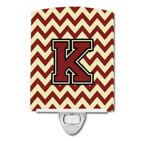 

Caroline s Treasures CJ1061-KCNL Letter K Chevron Maroon and Gold Ceramic Night Light 6x4x3 multicolor