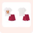 thumbnail image 5 of Bellafa 2-7Y Girls Summer Outfits 100% Cotton Toddler Short Sleeve T-Shirt and Elastic Waist Shorts 2 Piece Clothing Sets, 5 of 7