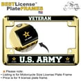 thumbnail image 2 of [Officially Licensed Product] - Motorcycle Metal License Plate Frame Veteran U.S. Army with Star Logo Design - Gold, 2 of 8