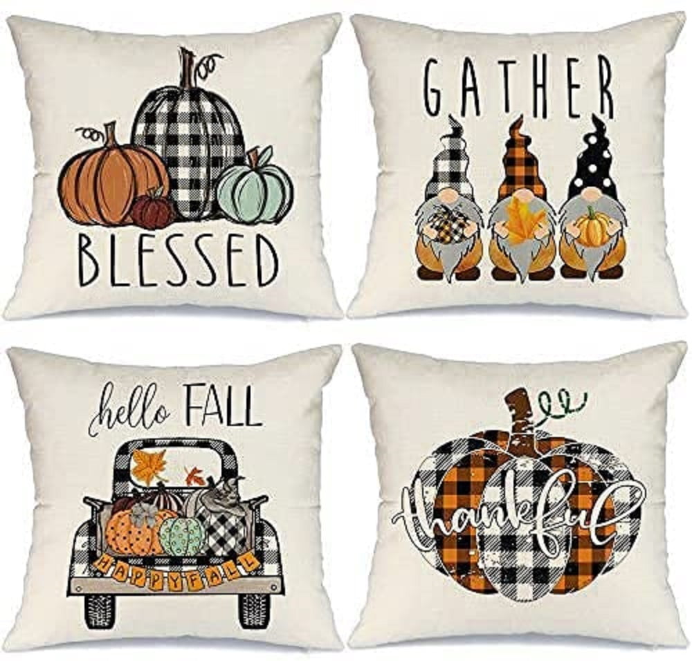Fall Pillow Covers 18x18 Autumn Harvest Couch Throw Pillow Cover Set Of 2