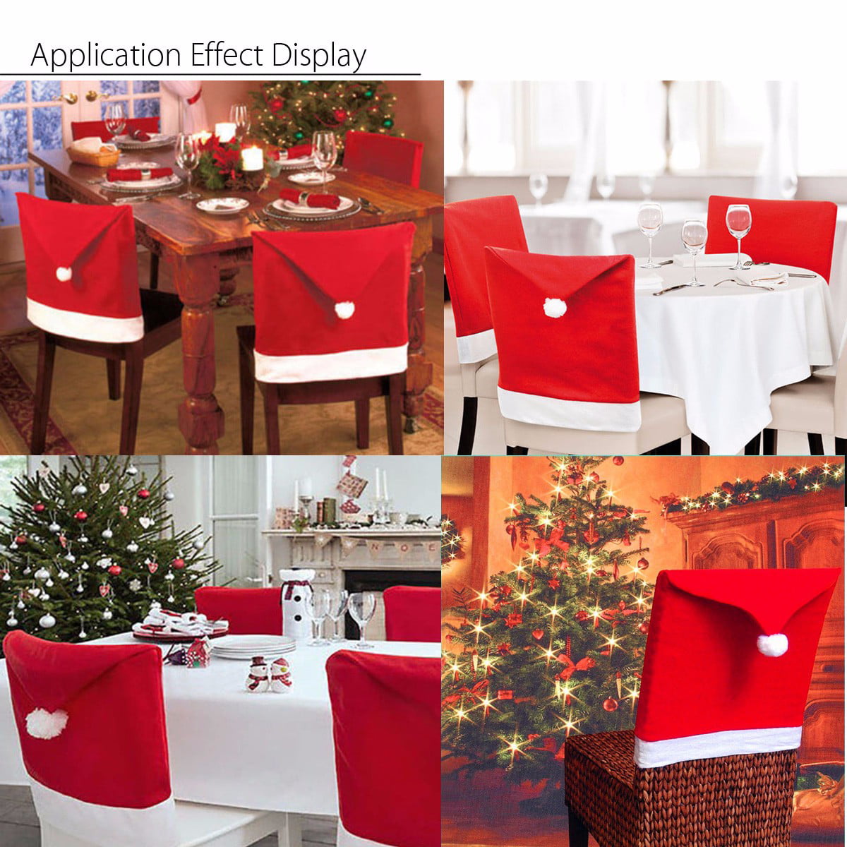 Christmas Santa Hat Dining Chair Back Covers Party Xmas Table Decoration 