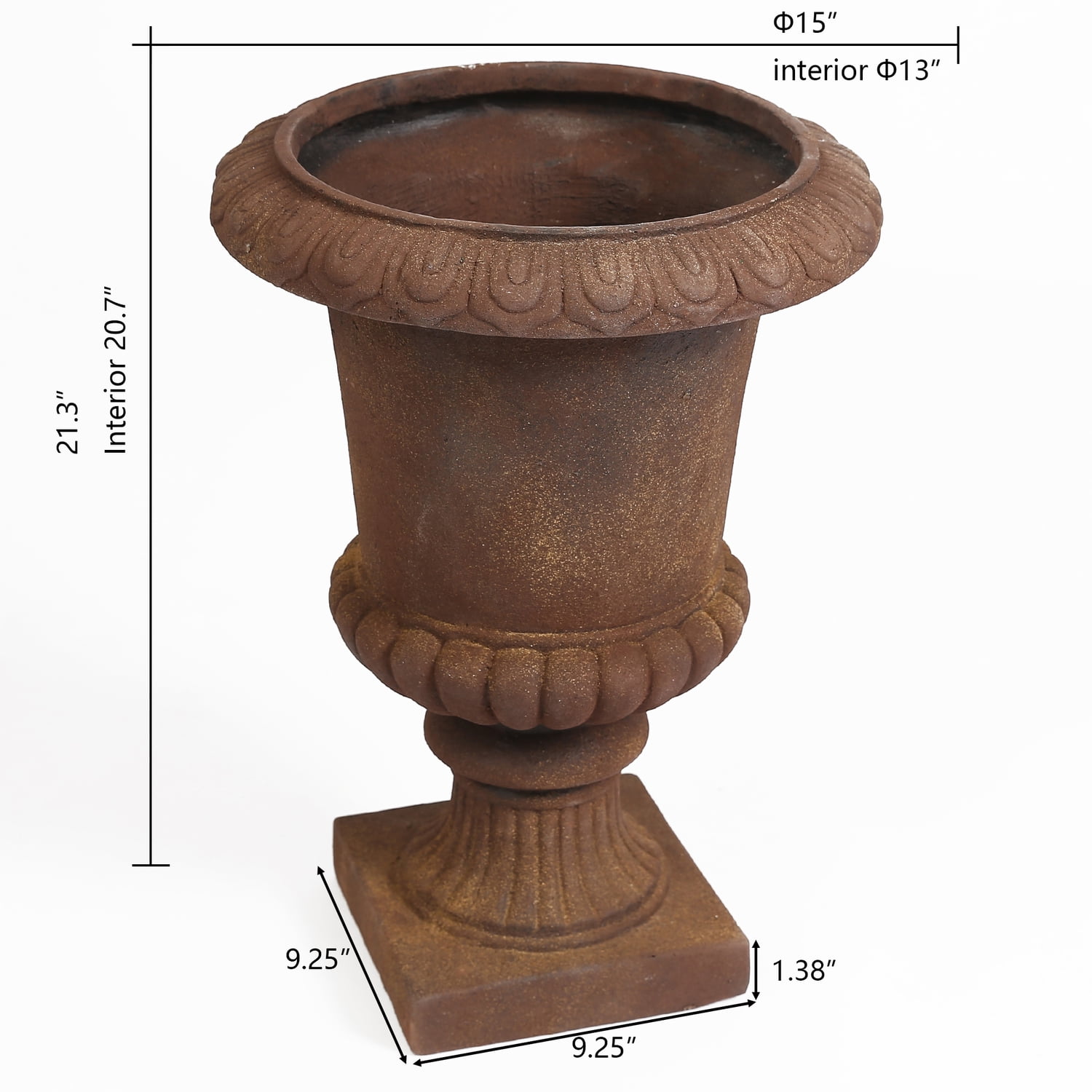 LuxenHome Rustic Brown MgO Urn Planter