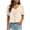 Beige, variant on Business Casual Tops for Women Summer Short Puff Sleeve V Neck Ruffle Tunic Blouse Spring Trendy Work Shirts S-2XL