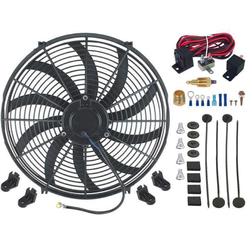 17" INCH ELECTRIC RADIATOR FAN HIGH CFM THERMOSTAT WIRING SWITCH KIT