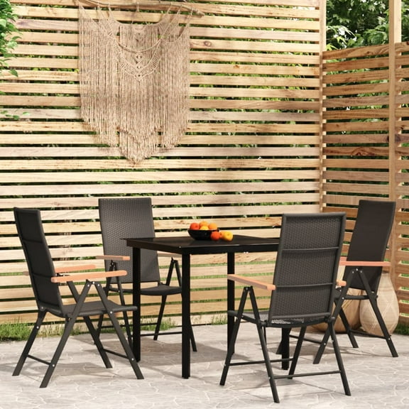 vidaXL 5 Piece Patio Dining Set Black, 3099114