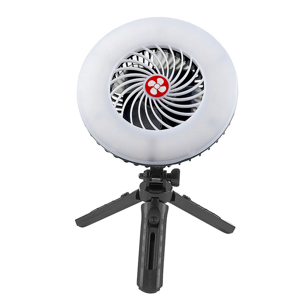 VRURC Camping Fan for Tent with LED Lantern, 2400mAh Battery Powered