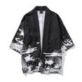 thumbnail image 1 of Qarigey Chaquetas Cárdigan Suelto Casual Hombres Camisa Dibujos animados Cómodo Abrigo Prendas de vestir Actividades al aire libre Fiestas Playa Viajes Camisetas XL negro Qarigey AP016890-03, 1 of 1