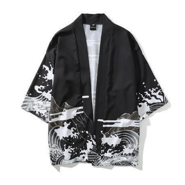 Qarigey Chaquetas Cárdigan Suelto Casual Hombres Camisa Dibujos animados Cómodo Abrigo Prendas de vestir Actividades al aire libre Fiestas Playa Viajes Camisetas Negro 2XL Qarigey AP016890-04