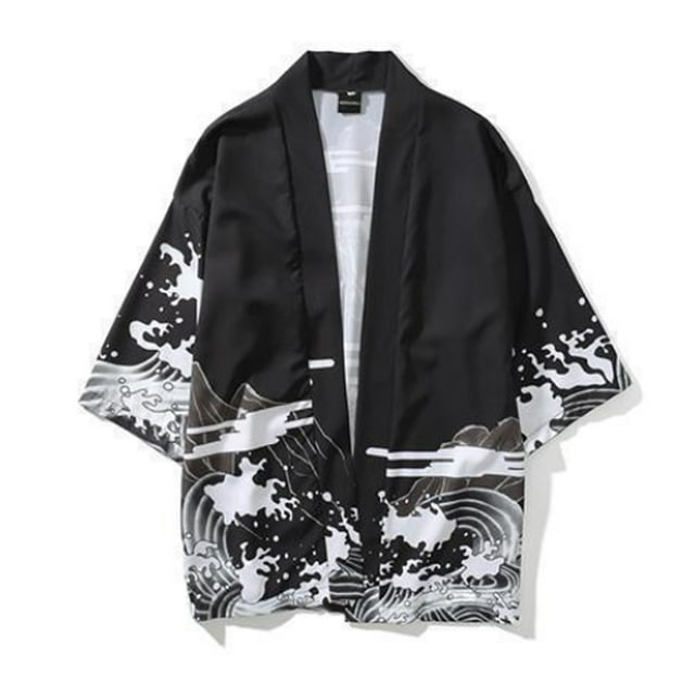 Qarigey Chaquetas Cárdigan Suelto Casual Hombres Camisa Dibujos animados Cómodo Abrigo Prendas de vestir Actividades al aire libre Fiestas Playa Viajes Camisetas XL negro Qarigey AP016890-03