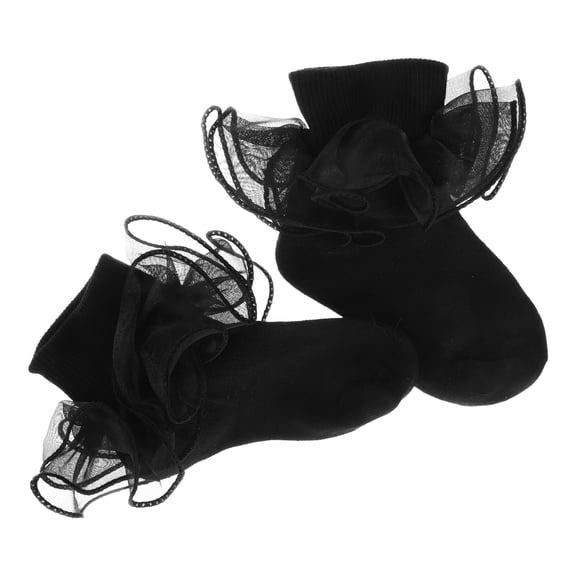 LULULION 1 Pair Elegant Lace Socks For Girls Socks Cooling Effect Cotton Black Special Occasions