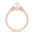 thumbnail image 2 of ANGARA Freshwater Cultured Pearl & Pave-Set Diamond Ring in 14K Rose Gold for Women | June Birthstone, Birthday, Anniversary, Jewelry Gift for Women | Pearl Ring, 2 of 8