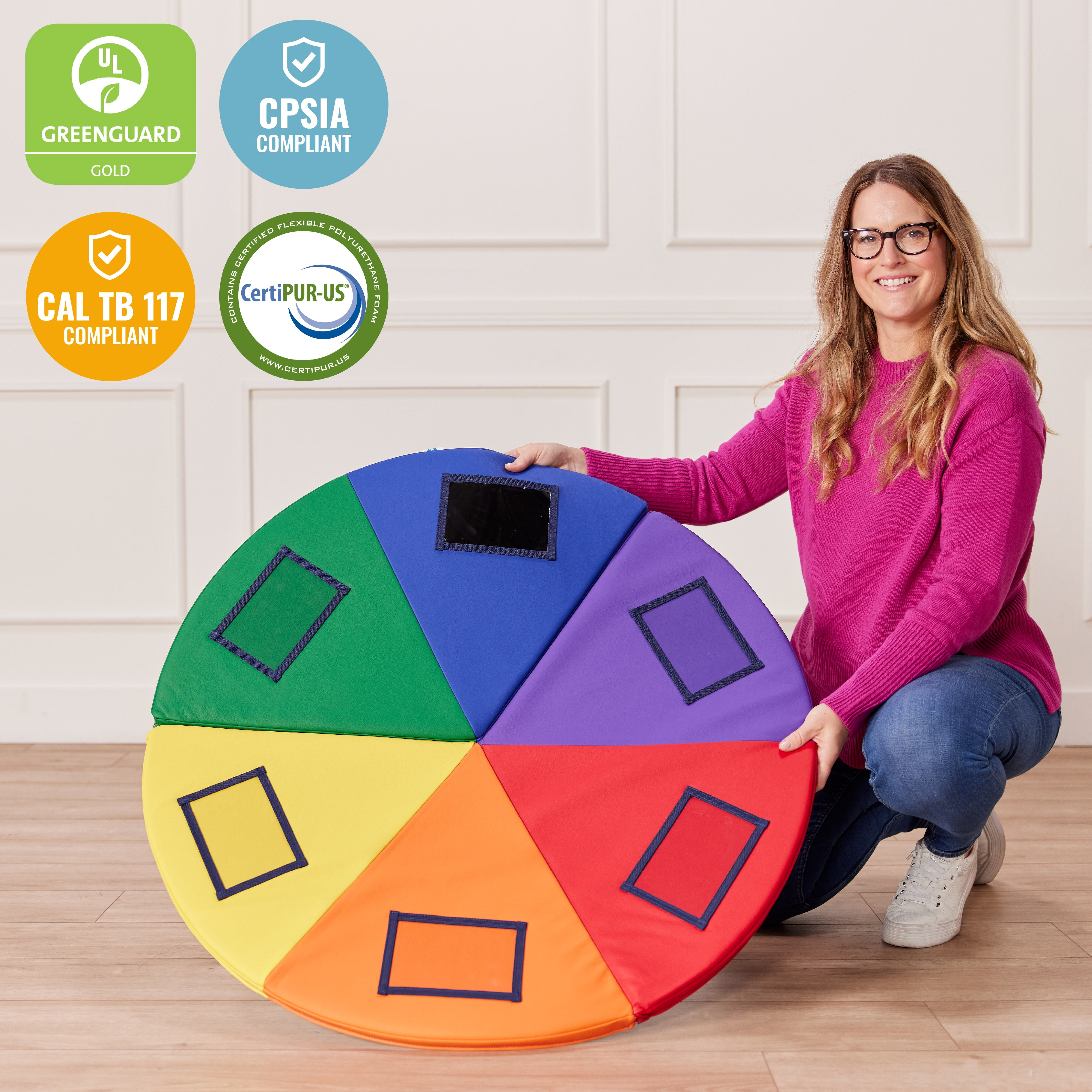 ECR4Kids SoftZone Picture Me Folding Activity Play Mat, Daycare Essentials, Assorted
