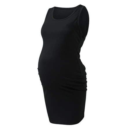 

Cathalem Top for Pregnancy Womens Maternity Casual Sleeveless Solid Color Crew Neck Tanks Dress Maternity Romper Pregnancy Dress Black Medium