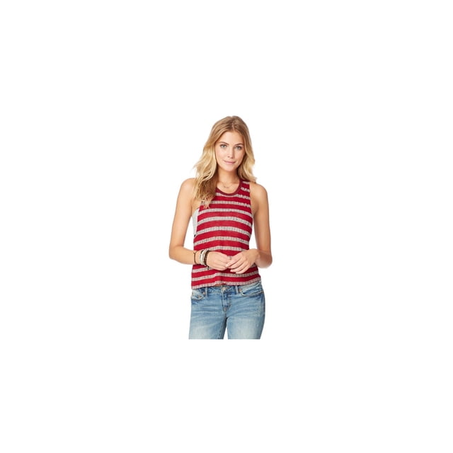 Aeropostale - Camiseta sin mangas transparente para mujer, color rojo, extragrande
