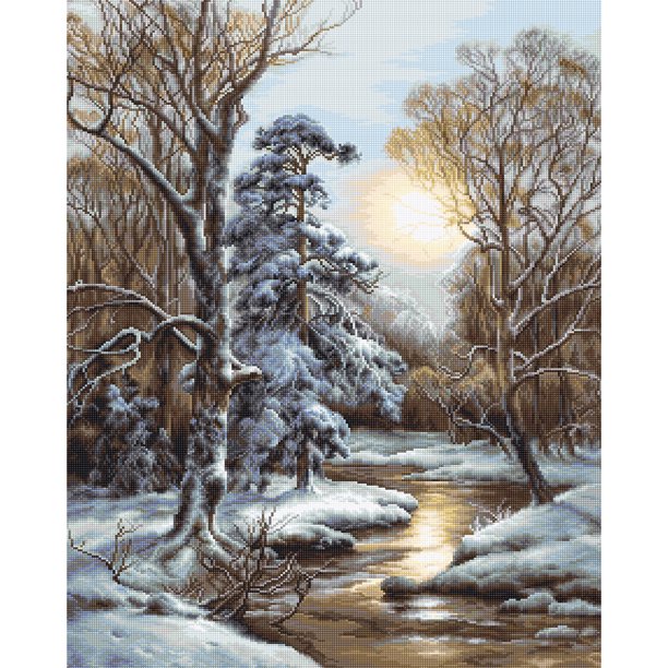 Cuadros Decorativos 11CT Impreso bordado completo Escena de nieve Costura DIY Kit de punto de cruz para el hogar JShteea Nuevos Originales
