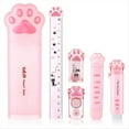 thumbnail image 1 of Juego de PapeleríA con Forma de Pata de , 6 Piezas, Kit Estacionario de Kawaii, Sacapuntas, Borrador RetráCtil, Cinta Correctora y Regla, 1 of 5
