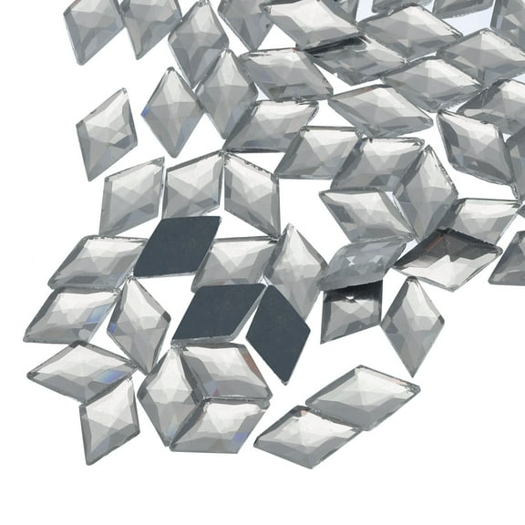 Uxcell Acrylic Flat Back Diamond Gems 18x11mm Artificial Rhinestones Craft Bead Face Painting Transparent Gray 100 Pcs