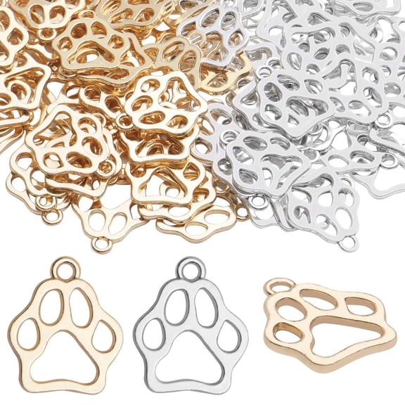 Animal Paw Charms, 100pcs Print Pendant for Dog Bear Cat Jewelry Making, Bracelet Necklace DIY Crafts