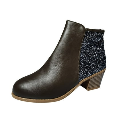 

Christmas Deals!2022 VEKDONE Women s Fashion Paillette Zip Up Boots Ladies Outdoor Square Heels Shoes