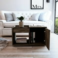 thumbnail image 2 of Stylish and Spacious - Dark walnut coffee table with open shelf and single - door cabinet for living room organization, 2 of 3