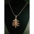 thumbnail image 2 of Handmade 925 Two Tone Sterling Silver Ruby & Emerald Eternity Pine Tree Necklace / Christmas Tree Necklace, 2 of 3