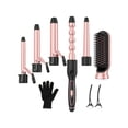thumbnail image 1 of Curling Iron Set, Professional 6 in 1 Curling Wand with Hair Straightener Brush, Dual Voltage Hair Curler Wave Wand with Ceramic Barrel, Heating Hair, 1 of 5