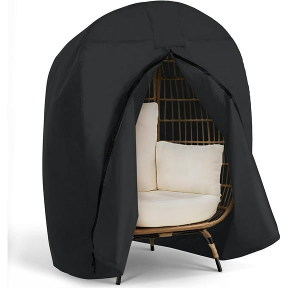 SUNCREAT Lawn Egg Chair Cover, Patio Furniture Cover for Indoor Outdoor Lounger, Black