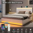 Modern Full Size LED Bed Frame with USB Headboard, 4 Storage Drawers