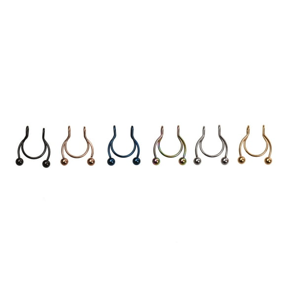 Yeacher 6PCS Nose Ring Nose Piercing Jewelry Set Stainless Steel Nose Clips Piercing Jewel for Women No Punching Needed