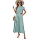 thumbnail image 2 of Conjunto de Falda de Verano para Mujer, 2 Piezas, Top de Corta, Cintura Elástica, Vestido con Bolsillos, Gris y Verde, Talla S, 2 of 10