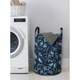 thumbnail image 3 of Botanical Laundry Bag, Continuous Pattern with Leafy Branches, Hamper Basket with Handles Drawstring Closure for Laundromats, 13" x 19", Night Blue Sky Blue, by Ambesonne, 3 of 4