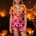 thumbnail image 2 of NIEWTR Pumpkin Ghost Pajamas For Girl Boy Halloween Short Sleeve Shorts Silk Pj Sets Kids Halloween Lounge Sleepwear, 2 of 5