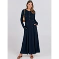 thumbnail image 3 of Luniro Women Fall Maxi Dresses Long Sleeve A-Line Flowy Fit & Flare 2025 Buttons Dress with Pockets, 3 of 9