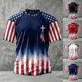 thumbnail image 4 of WEIWEN Men's 4th of July T-Shirts Cross USA Flag 4th July American Star Stripes Patriotic T Shirts for Man Red White and Blue Tshirts Muscle Tops White, L, 4 of 4
