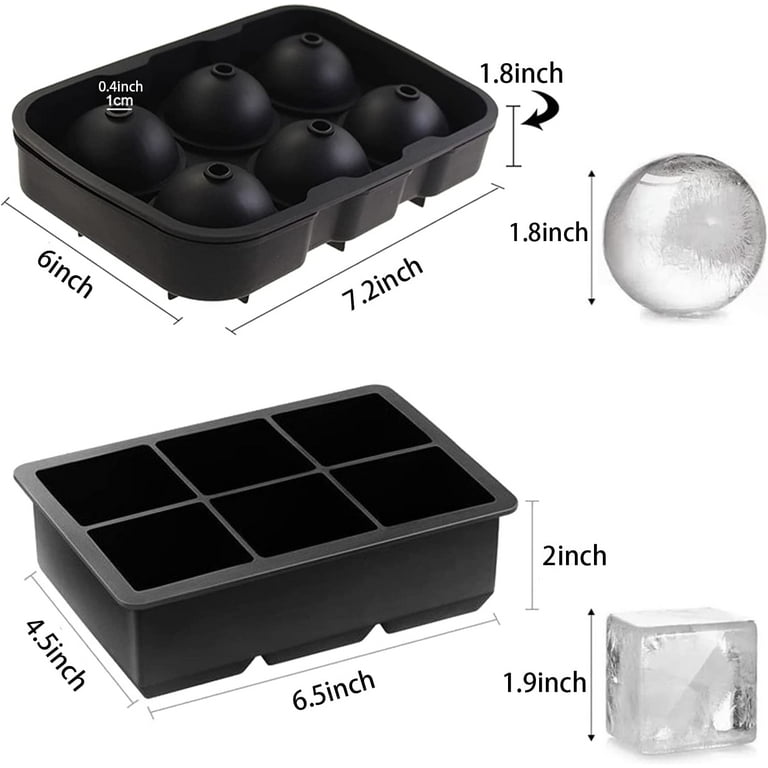 Hastings Home 2-pack Ice Cube Tray, Silicone Slow Melting Ball Mold for  Whiskey, Square Cube Maker, Frozen Fruit 527745DUD