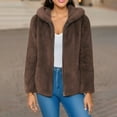 thumbnail image 2 of VISALY Womens Zip Up Hoodies Sweater Jacket Womens Winter Faux Jacket Coats Fuzzy Back Hood and Front Placket Shaggy Shacket Jacket Casual Sweaters Loose Sweaters Winter Sweaters Coffee Xxl, 2 of 5