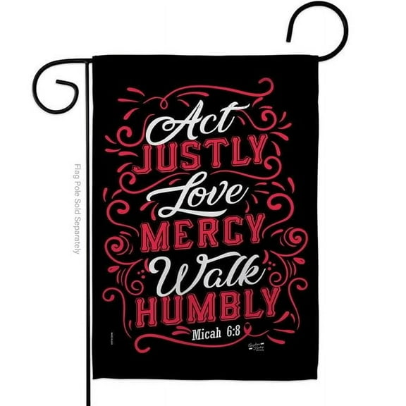 Angeleno Heritage G135254-BO Act Love Walk Religious Bible Verses Double-Sided Decorative Garden Flag, Multi Color