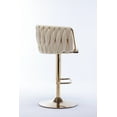 thumbnail image 3 of Tzicr Velvet Bar Stools Set of 2, Luxury Upholstered Bar Chairs with Woven Back & Footrest, Adjustable Counter Height Bar Chairs for Cafe, Pub, Bar Counter (Beige), 3 of 8