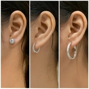 JeenMata Multipack 3 Pairs Classic Hoop, Mini Hoop & Halo Stud Sparkling Designs - Mix and Match Earrings Pack for Women - Everyday Wear Multipack Jewelry