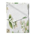 thumbnail image 2 of Jasmine Soft Flannel Fleece Throw Blanket, Organic Herbal Pattern with Springtime Floral Buds on Stems, Cozy Plush for Indoor and Outdoor Use, 50" x 70", Pale Green Fern Green, by Ambesonne, 2 of 5