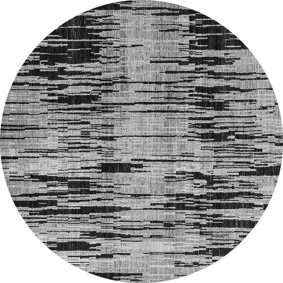 Ahgly Company Indoor Round Abstract Gray Modern Area Rugs, 6' Round