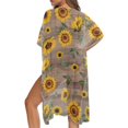thumbnail image 4 of HELLHERO Comfort Half Sleeve Long Swimwear Cover up for Beach Polyester Flowy Bathing Suit Cover Up Sunflowers, 4 of 5